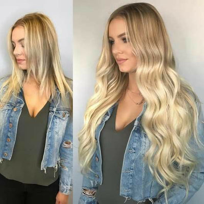 thin hair extensions before and after